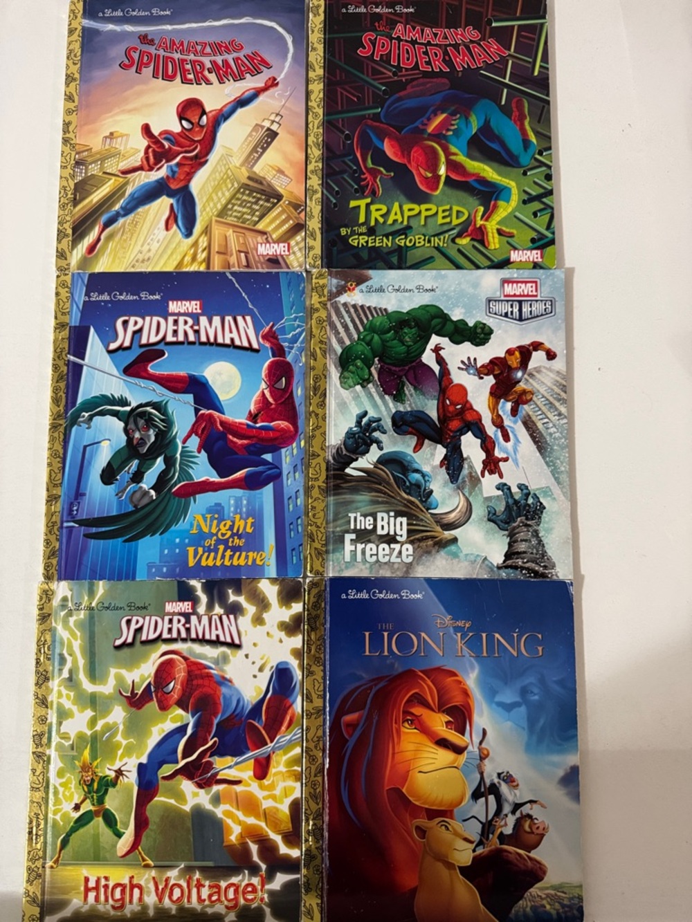 Marvel Spider-Man Little Golden Book - Set of 5 books plus LION KING